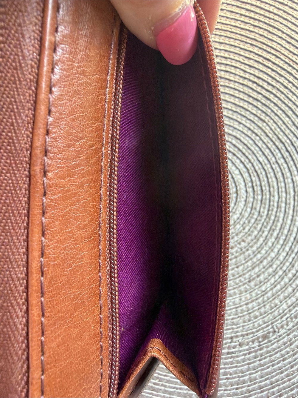 Fossil Warm Brown Leather Zip Wristlet Wallet - Picture 7 of 7